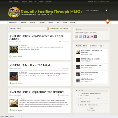<a href="http://cstm.mymiddleearth.com/category/lotro/" target="_blank">LOTRO on CSTM</a>